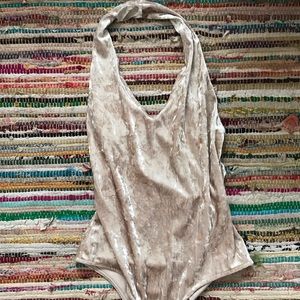 Pacsun gold velvet body suit